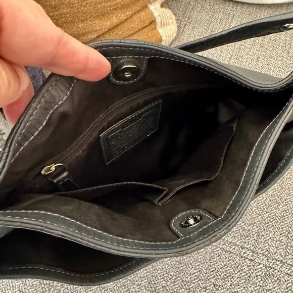 Coach Black Leather Crossbody Bag with Silver Accents - Picture 7 of 9